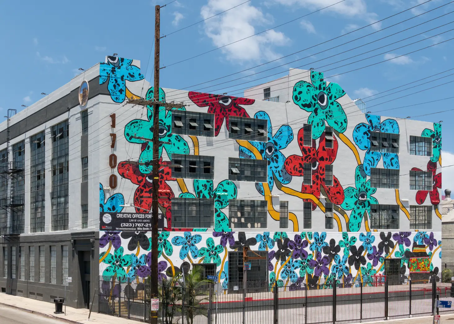 Building with colorful mural on the side