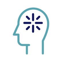 Icon stylized silhouette of a head with icon to symbolize thinking